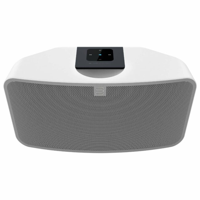 Bluesound PULSE MINI 2i Compact Wireless Multi-Room Music Streaming Speaker White Front Top bottom