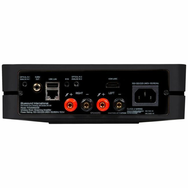 Bluesound POWERNODE Wireless Multi-Room Music Streaming Amplifier (N330) Black Rear