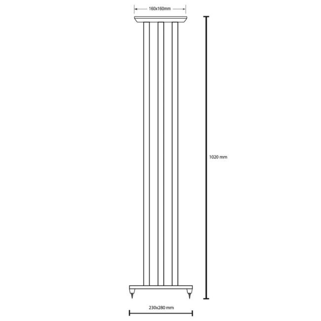 Solidsteel NS-10 Speaker Stands 1020mm drawing