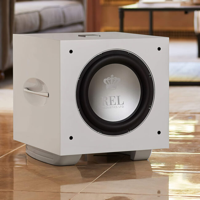 REL Acoustics S/812 12 inch Front-firing Active Driver, Down-firing Passive Home Subwoofer