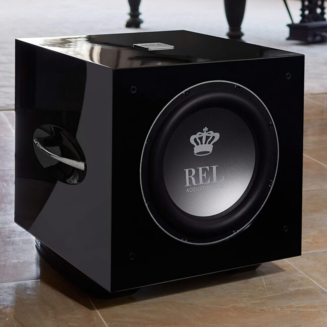 REL Acoustics S/812 12 inch Front-firing Active Driver, Down-firing Passive Home Subwoofer
