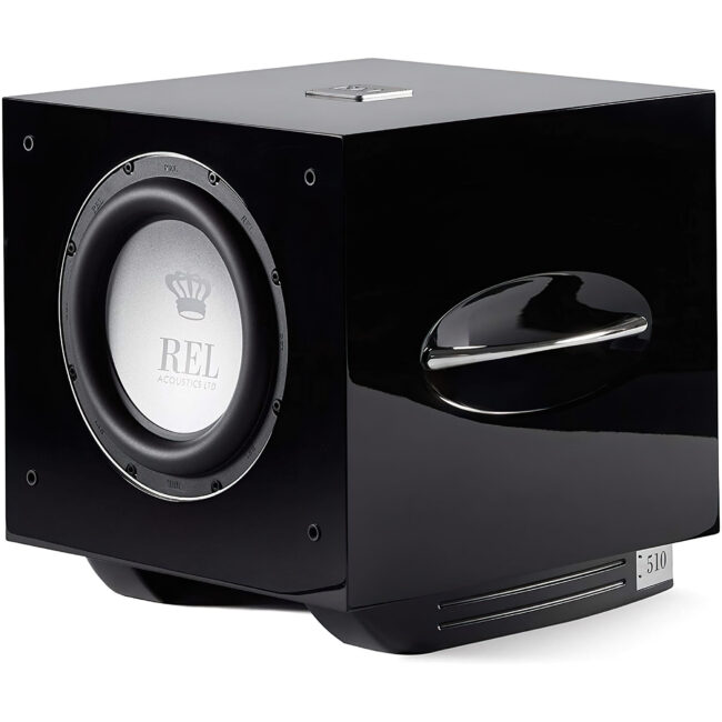 REL Acoustics S/510 10 inch Front-firing Active Driver, Down-firing Passive Home Subwoofer Black